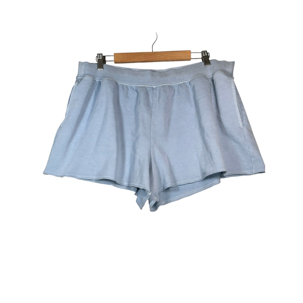 Aerie Womens French Terry Lounge Shorts High Waisted XL Relaxed Fit Light Blue